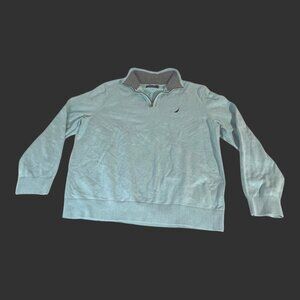 Nautica Quater Zip Teal Blue Turquoise  Mens Sweater Pullover Size L Sweater